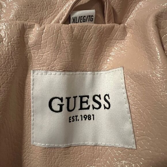 GUESS Women's Faux Leather Asymmetrical Moto Jacket Blush Pink XL NWT - Picture 6 of 9